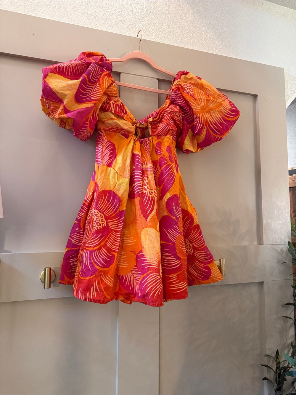 FARM Rio Summer Garden Mini Dress Pink & Orange